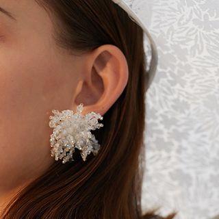 Faux Crystal Flower Earring 1 Pair - As Shown In Figure - One Size