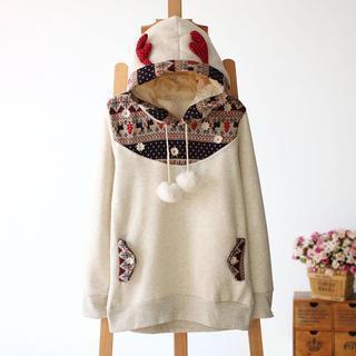 Nordic Print Hooded Pullover