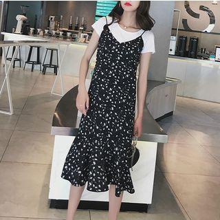 Spaghetti Strap Floral Mermaid Dress