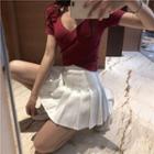 V-neck Short-sleeve Knitted T-shirt