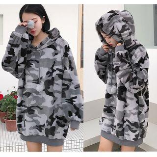 Furry Camo Long Hoodie