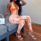 Halter Tie Dye Lace Up Jumpsuit