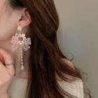 Bow Faux Crystal Faux Pearl Dangle Earring 1 Pair - Pink - One Size