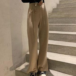 Straight-cut Slit Knit Pants