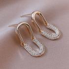 Rhinestone Oval Alloy Earring 1 Pair - Gold - One Size