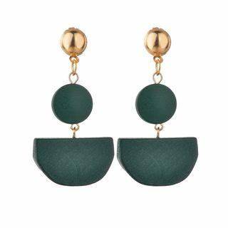 Geometric Wood Drop Earring