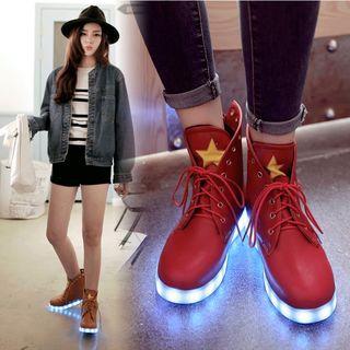 Led Sole Lace-up Short Boots