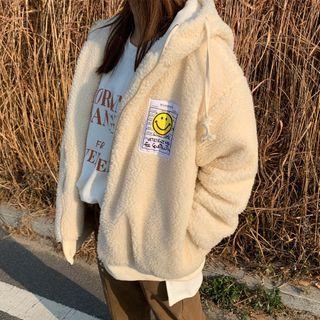 Patch-detail Boucl -knit Zip-up Jacket