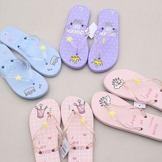 Cartoon Print Flip-flops Random Color - One Size