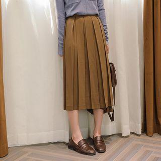 High-waist Asymmetric Pleated Midi Skirt