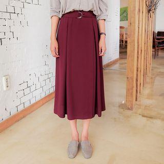 Buckled Midi Wrap Skirt