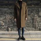 Drop-shoulder Three-button Wool Blend Coat