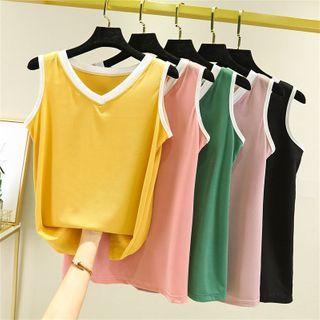 V-neck Contrast Trim Tank Top