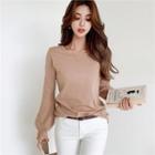 Round Neck Bishop-sleeve Top