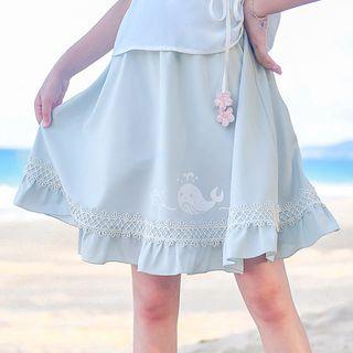 Whale Print Midi Skirt