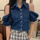 Short-sleeve Off-shoulder Denim Top