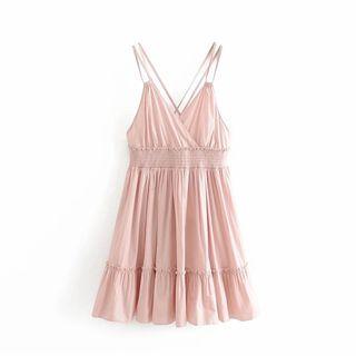 Strappy Frill Trim A-line Dress