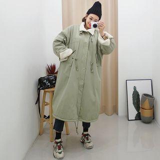 Sherpa-fleece Lined Long Parka Khaki - One Size
