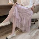 Mesh Midi Skirt Light Pink - One Size