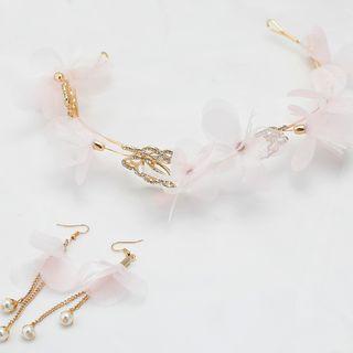 Bridal Set: Petal Tiara + Drop Earring