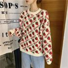 Strawberry Patterned Sweater As Shown In Figure - One Size