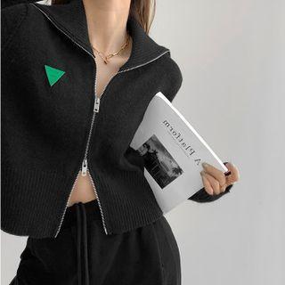 Sailor-collar Zipper Knit Top In 5 Colors