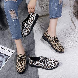 Leopard Print Platform Lace Up Shoes