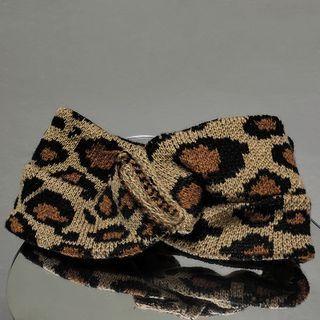 Leopard Print Knit Face Wash Headband Leopard - One Size