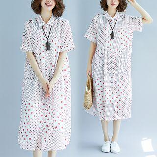 Polka Dot Short-sleeve Shirtdress