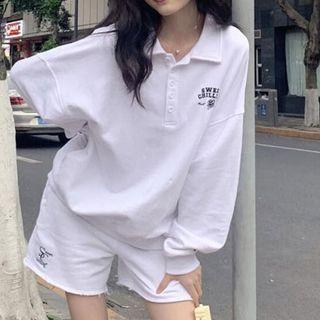 Set: Lettering Polo Sweatshirt + Shorts
