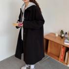 Woolen Pocket-detail Long-sleeve Maxi Jacket