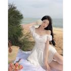 Off-shoulder Mini A-line Corset Dress