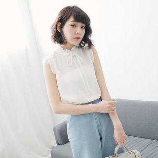 Sleeveless Frilled Blouse