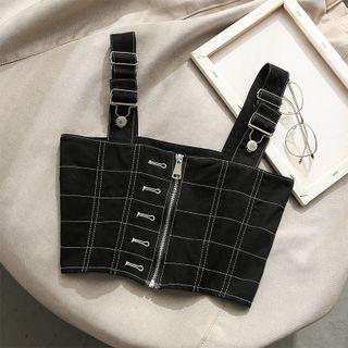 Zip-up Plaid Camisole Top