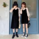 3/4-sleeve Lace Top / Spaghetti Strap Midi Dress / Mini Dress