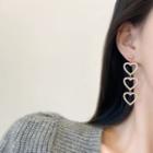 Heart Rhinestone Asymmetrical Alloy Dangle Earring E640 - 1 Pair - Gold - One Size
