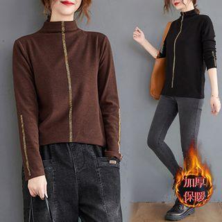 Mock-neck Studded T-shirt