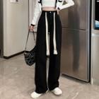 High Waist Drawstring Wide-leg Jeans