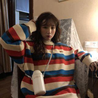 Striped Sweater Black & Blue & Beige - One Size