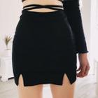 Cut-out Mini Pencil Skirt Black - One Size