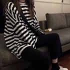 Striped Oversize Long-sleeve T-shirt Stripe - Black & White - One Size