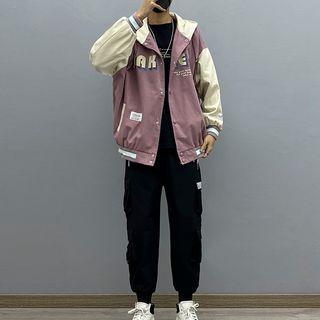 Hood Baseball Jacket / Cargo Pants / Long-sleeve T-shirt