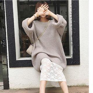 Set: Sweater Dress + Midi Lace Dress