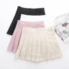High Waist Pleated Mini A-line Skirt