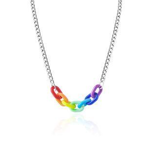 Chain Necklace Multicolor Chain - Silver - One Size