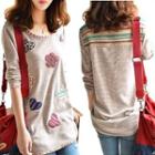 Patterned Applique Long Sleeve T-shirt
