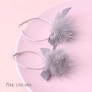 Fluffy Bow Hoop Earring