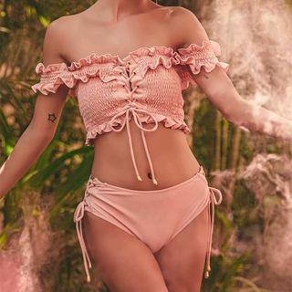 Lace-up Bikini Pink - L