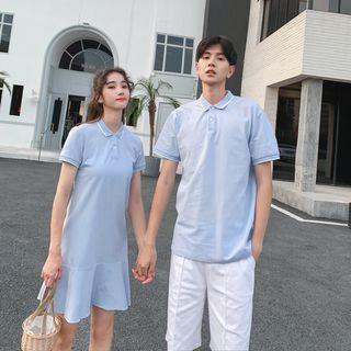 Couple Matching Short-sleeve Polo Shirt / Mini Dress / A-line Midi Mesh Skirt / Shorts