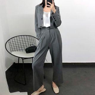 Set: Cropped Blazer + Cropped Wide Leg Pants